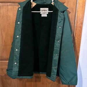 Vintage Campus Men's Forest Green Fleece-Lined Raincoat